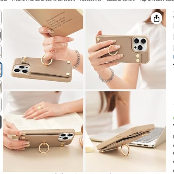 ZVE for iPhone 15 Pro Wallet Case with Card Holder, Phone Case Apricot Gray - Picture 4 of 7